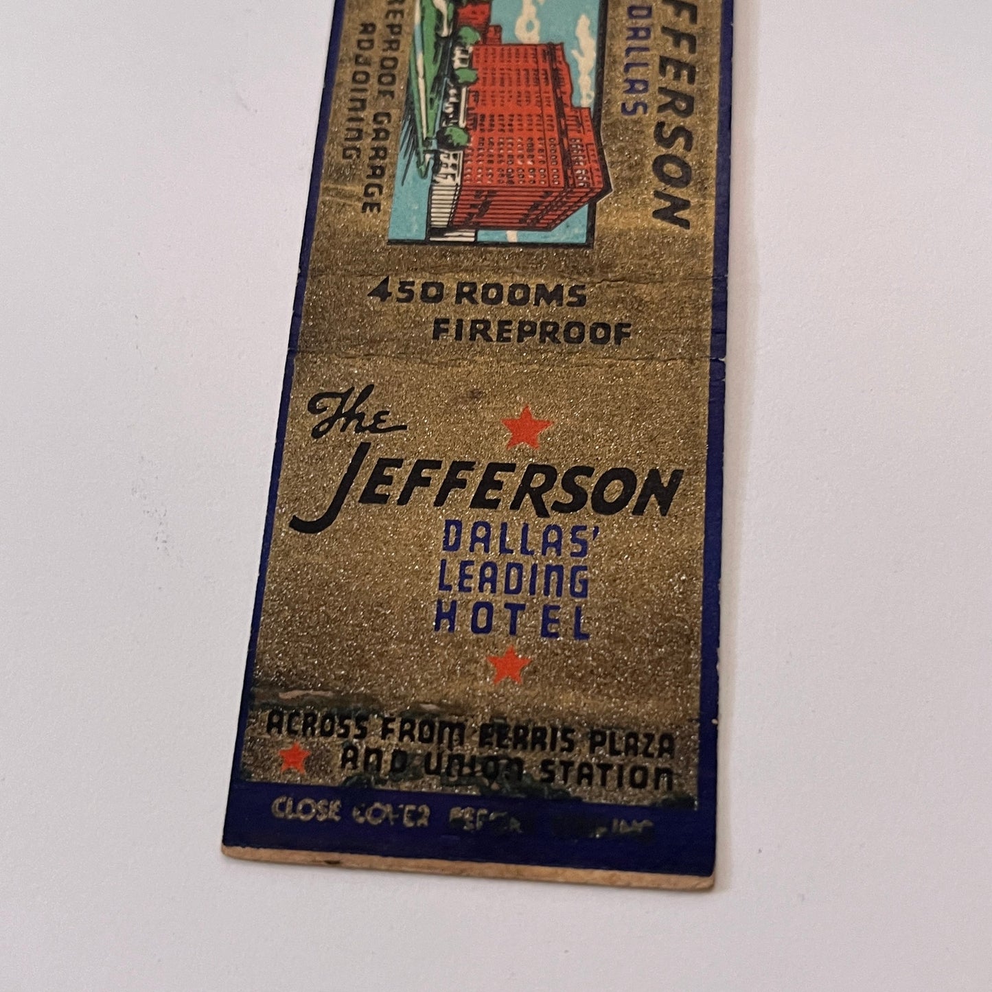 The Jefferson Hotel Dallas Texas Vintage Matchbook Cover TB6-MB1-15