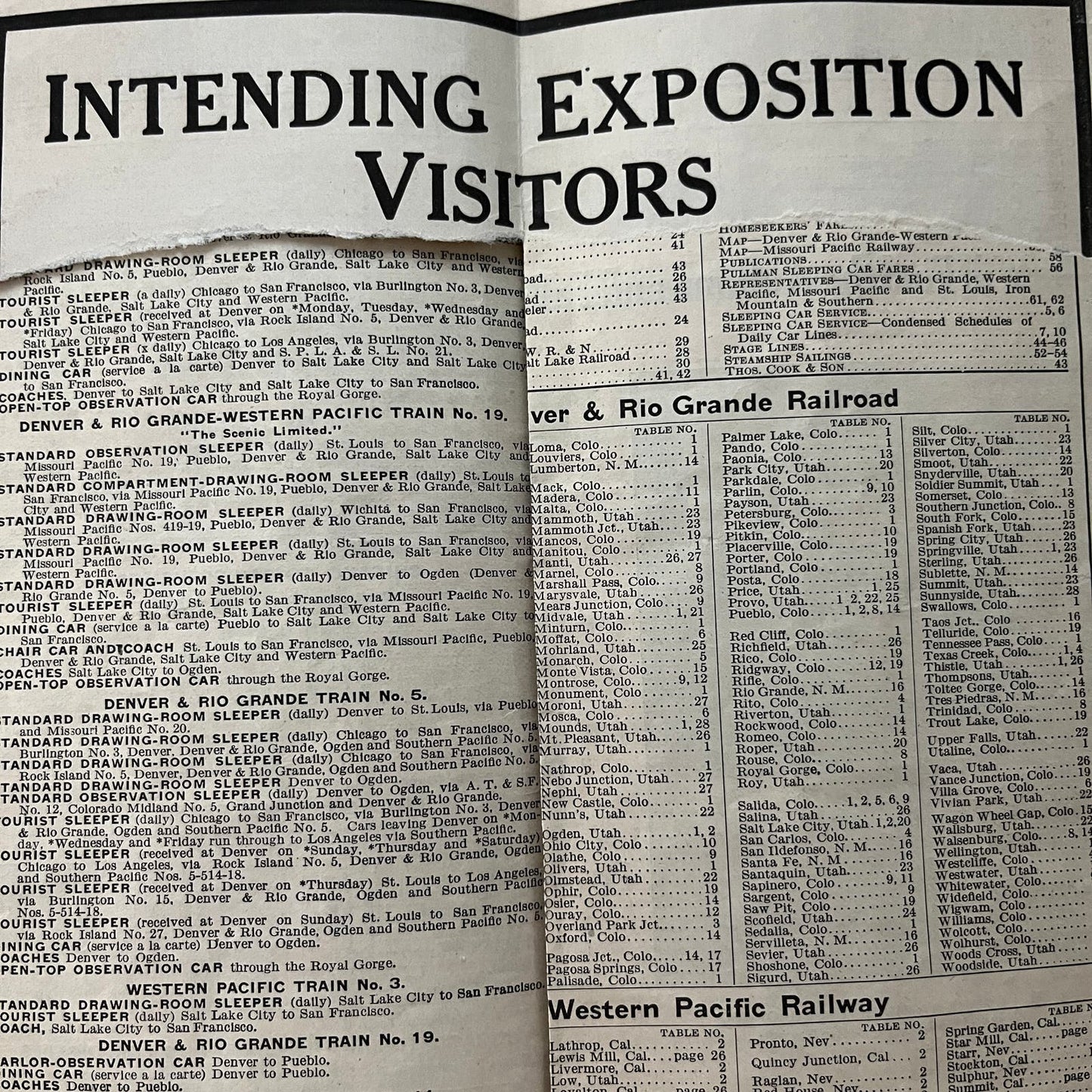 1915 Denver and Rio Grande Western - Western Pacific Railroad Timetable TI8-S4