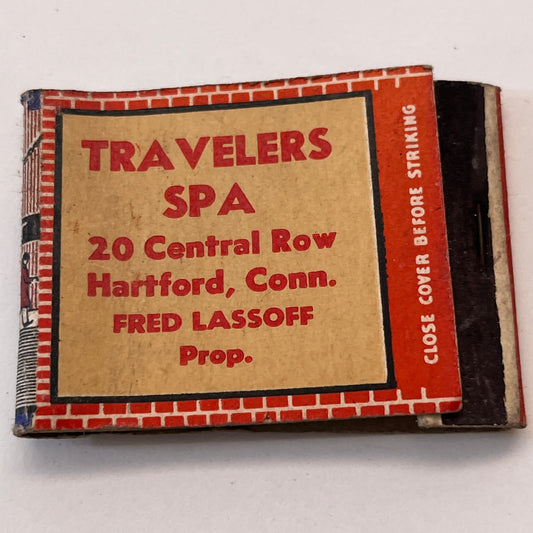 Travelers Spa Fred Lassoff Hartford CT Vintage Matchbook Cover TB8-MB3-10