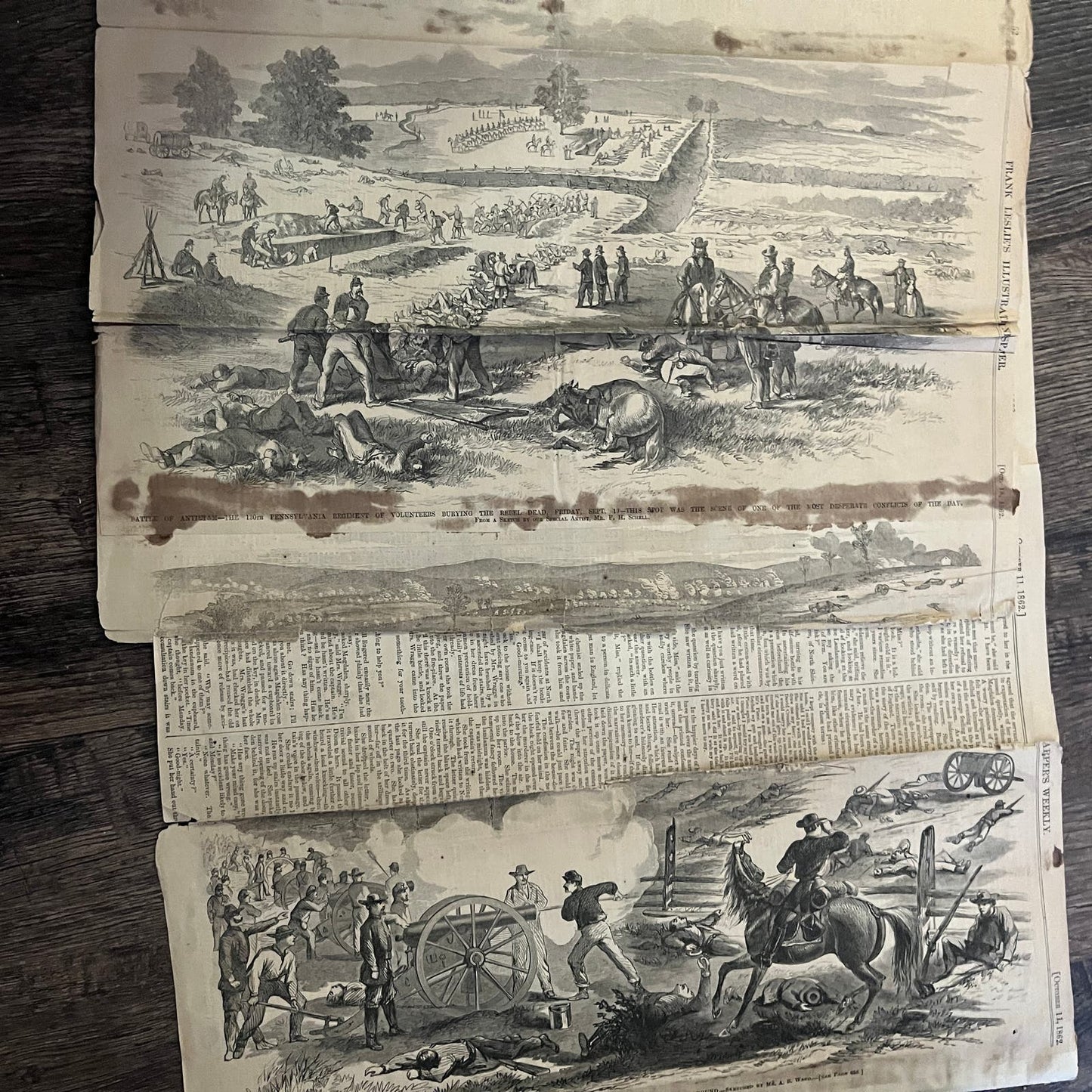 Scenes From the Battle of Antietam Original 1863 Civil War Engraving C44