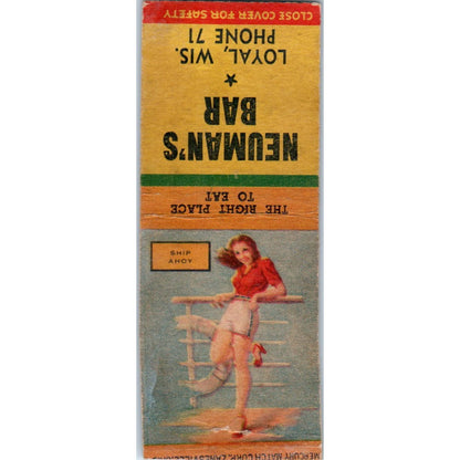 Neuman's Bar Loyal WI Pinup Vintage Matchbook Cover SD2-Y5