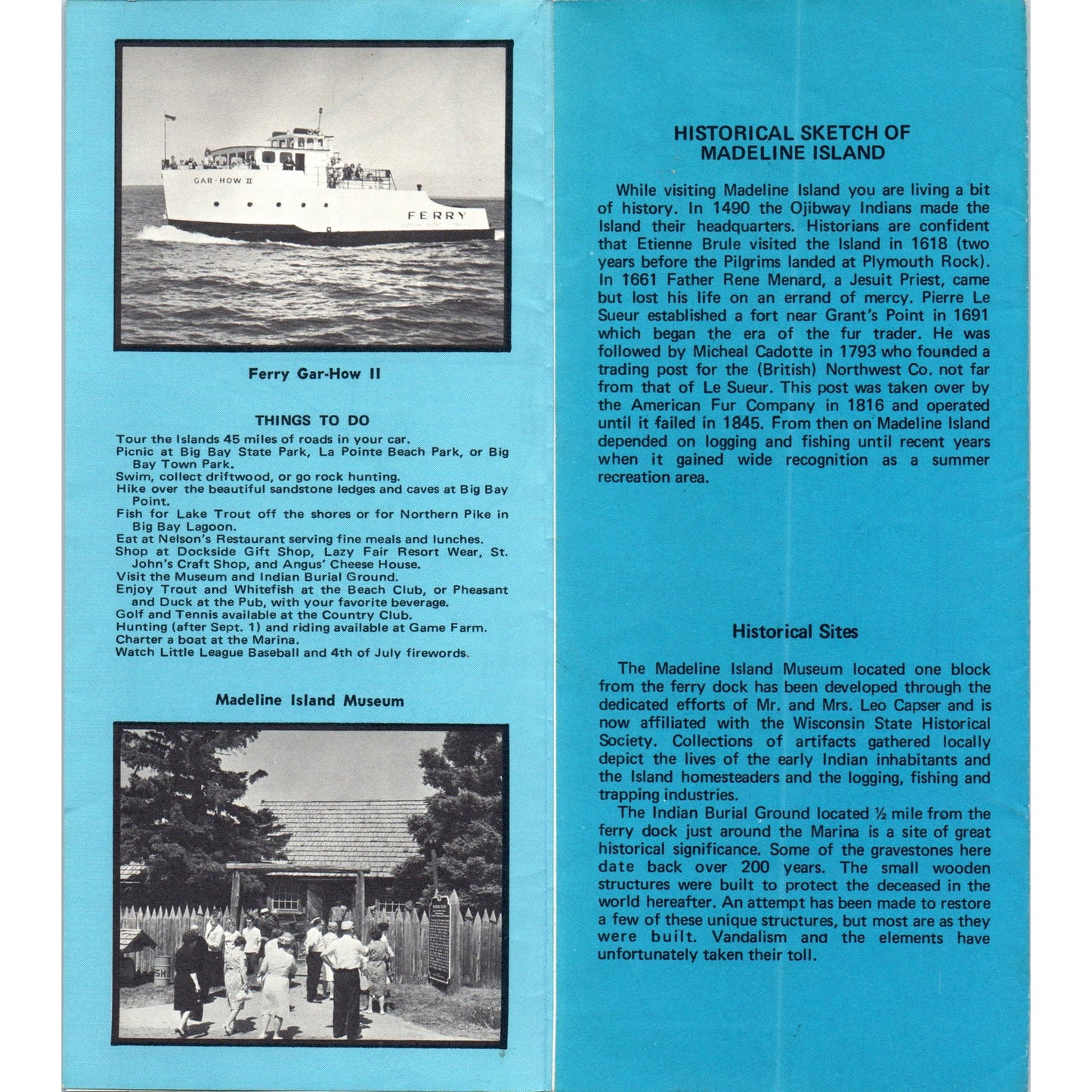 Vintage Madeline Island Ferry Line Vacationland Fold Out Travel Brochure TF4-B1