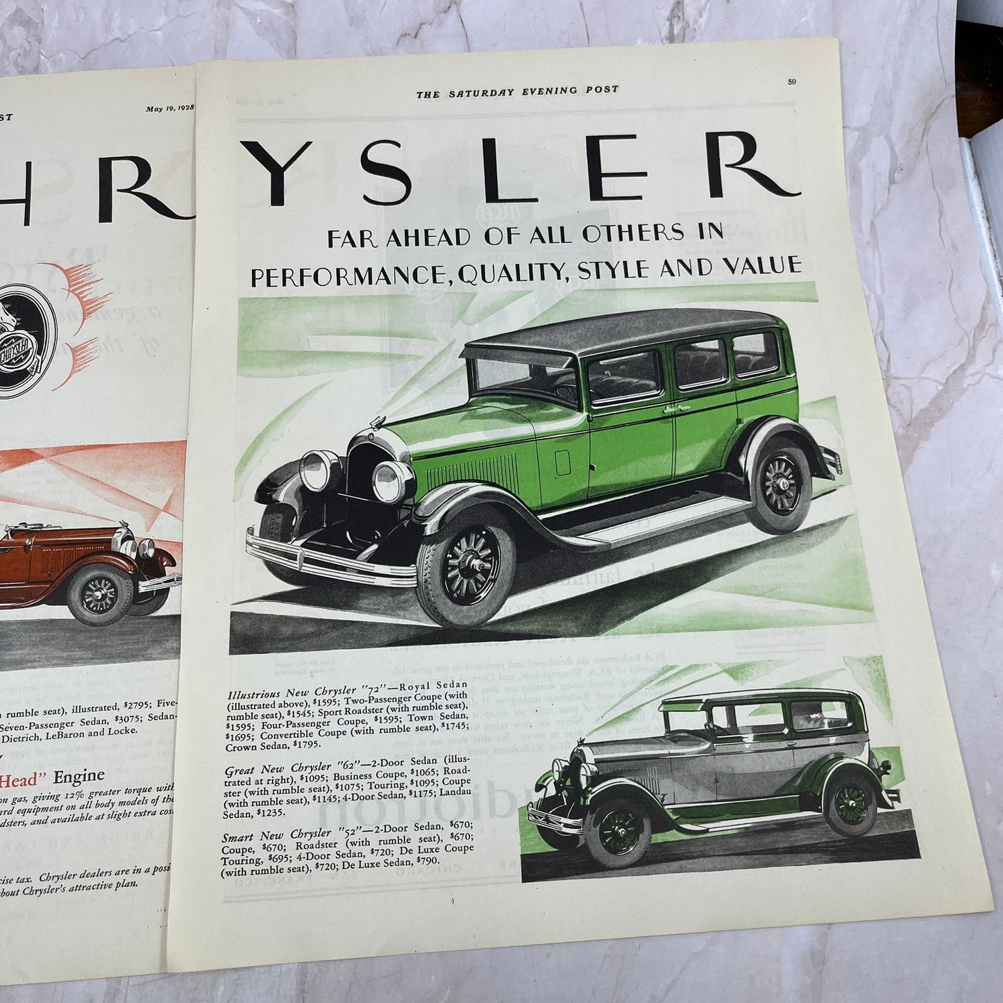 Chrysler Red-Head Engine 2 Pages 1928 Original Magazine Advertisement FL6-8