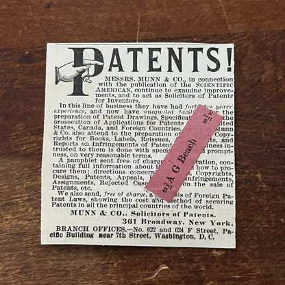 Messrs. Munn and Co. Solicitors of Patents Original Advertisement AD8-P29