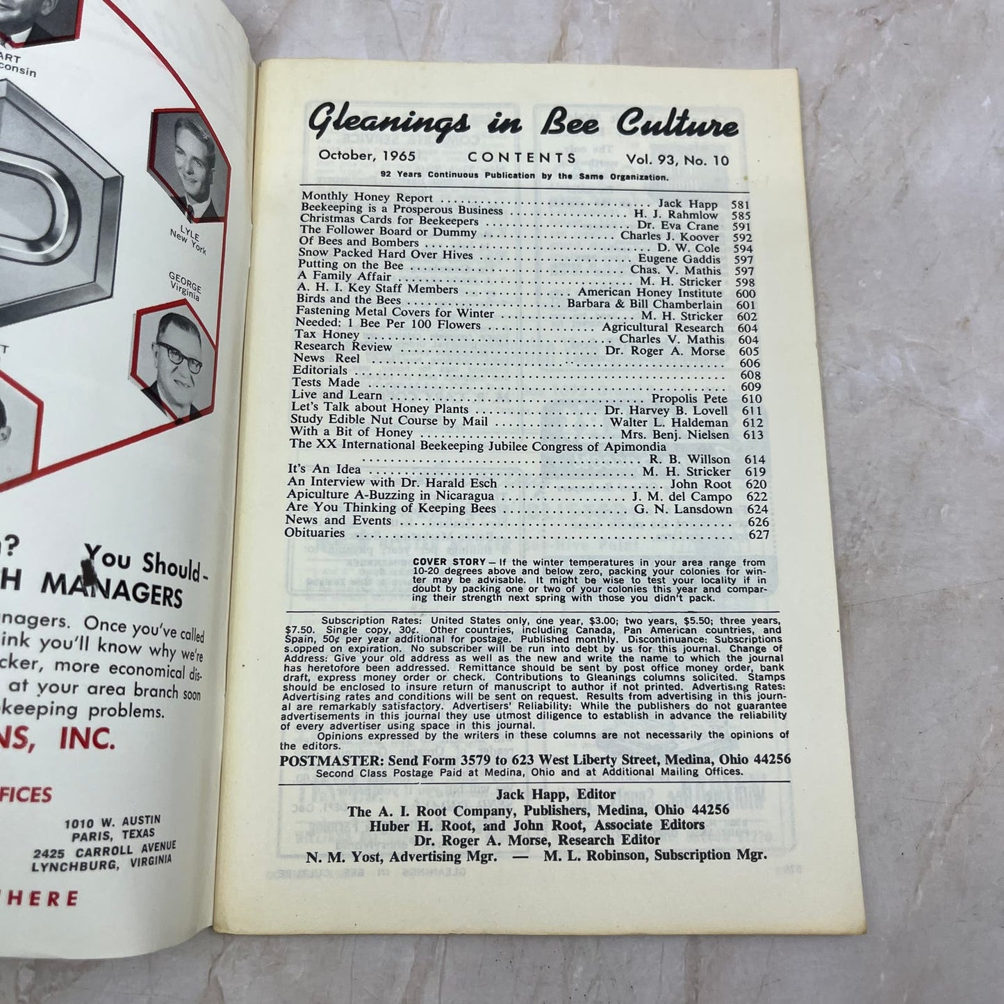 1965 Oct Gleanings in Bee Culture Magazine Bees Beekeeping Honey TD7