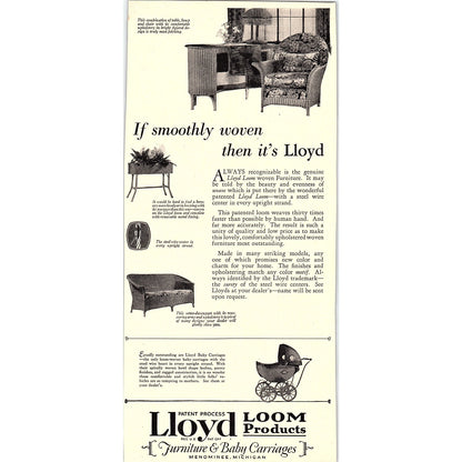 Lloyd Loom Products Furniture & Baby Carriages Menominee MI Ad 1927 AG3-6