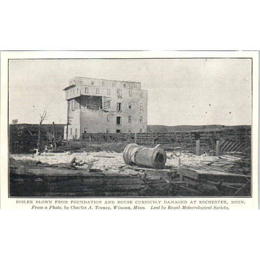 Boiler Blown From Foundation Tornado Rochester MN 1897 Victorian Photo AE9-TS8