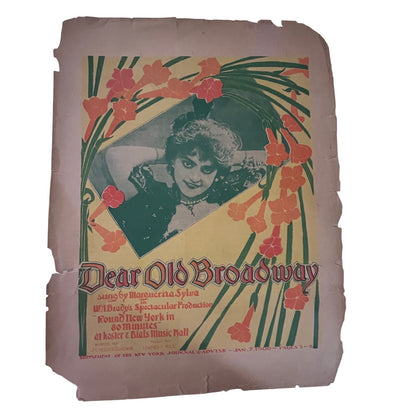 Dear Old Broadway Marguerita Sylva W.A. Brady 1899 Sheet Music V33-3