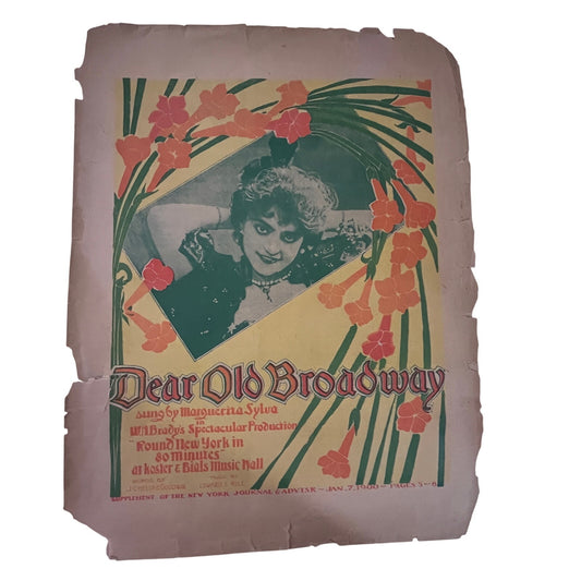 Dear Old Broadway Marguerita Sylva W.A. Brady 1899 Sheet Music V33-3