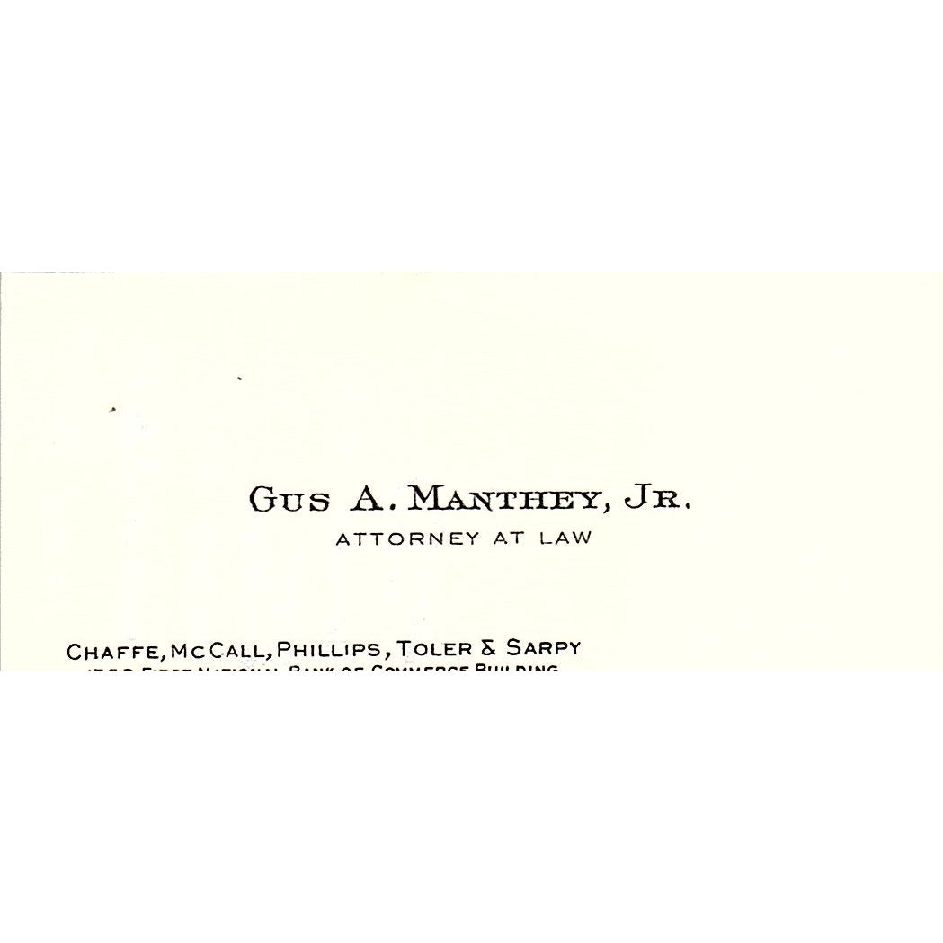 Gus A Manthey Jr Attorney New Orleans LA Vintage Business Card SE3-B12