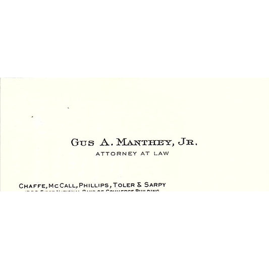 Gus A Manthey Jr Attorney New Orleans LA Vintage Business Card SE3-B12