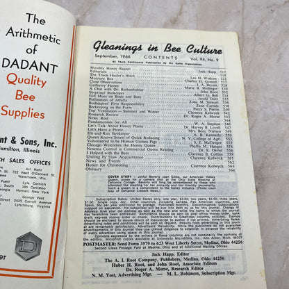 1966 Sept Gleanings in Bee Culture Magazine Bees Beekeeping Honey TD7