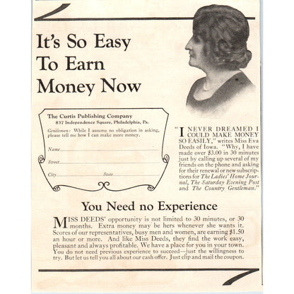Earn Extra Money The Curtis Publishing Co Philadelphia 1924 Magazine Ad AF7-LJ1