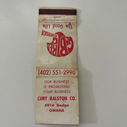 Curt Ralston Co Omaha Nebraska Huskers Football 1977 Schedule Matchbook MB28-2
