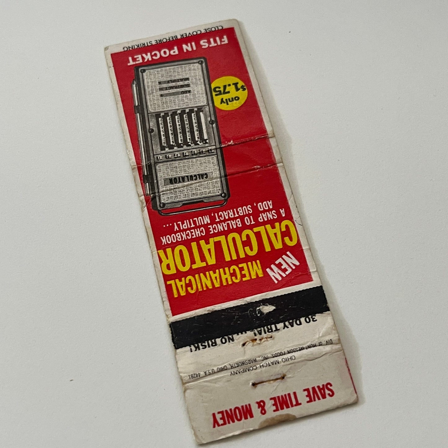 New Mechanical Calculator Pat Harris Rutherford NJ Matchbook Cover TB6-MB2-1