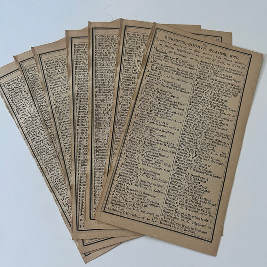 Boston Streets Listings 7 Pages 1871 Boston Almanac Clipping SAI2-H4
