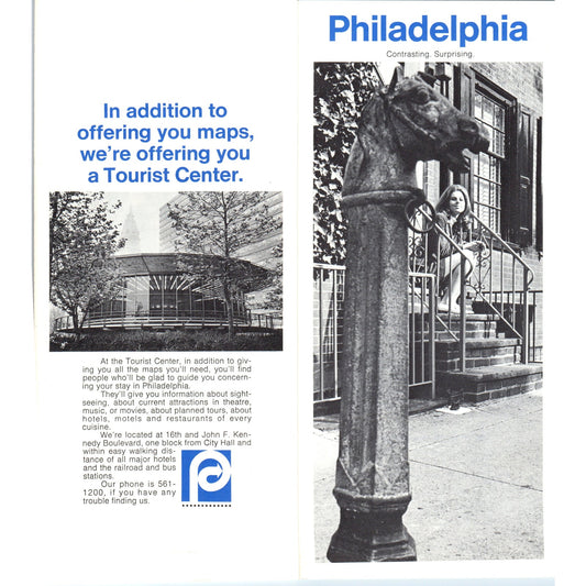 1970s Philadelphia Contrasting, Surprising Fold Out Travel Brochure TF4-BB