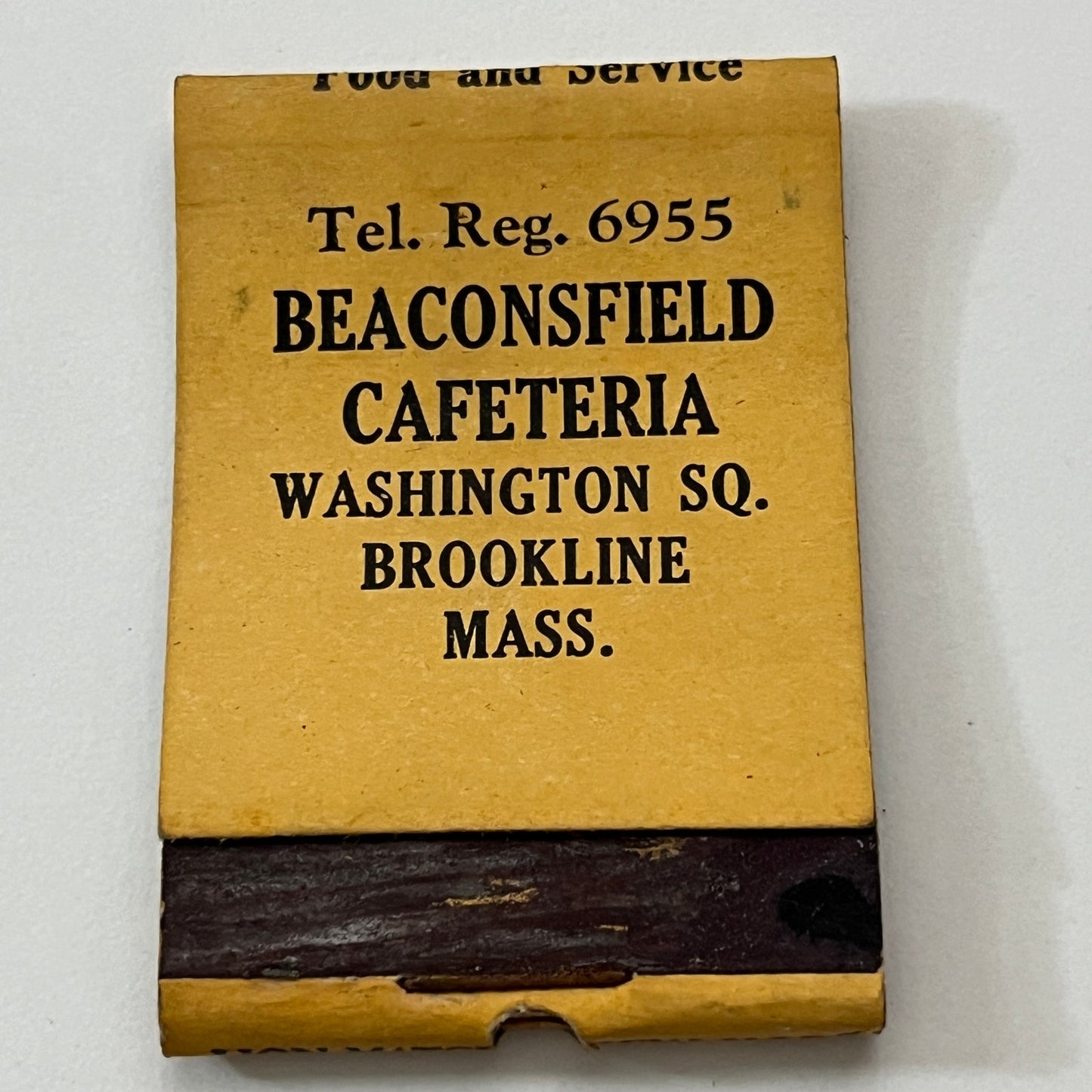 Beaconsfield Cafeteria Washington Sq Brookline MA Matchbook Cover TB8-MB2-10