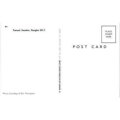 Transair Sweden Douglas DC-7 Vintage Postcard TG8-PC