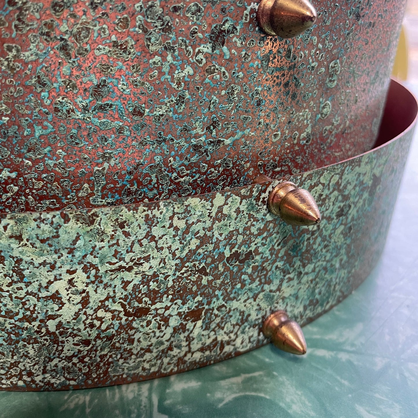 Original Frank Stone Art Hanging Light Fixture Copper Brutalist MCM Signed