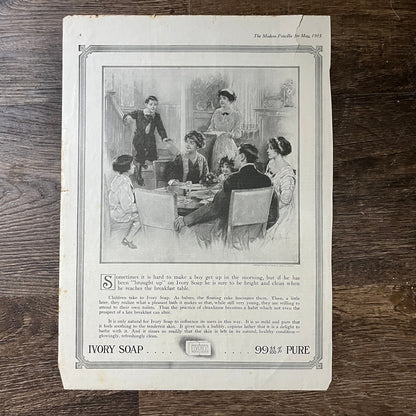 1913 Ivory Soap - Clean Children at the Breakfast Table Magazine Ad 10x13 V7
