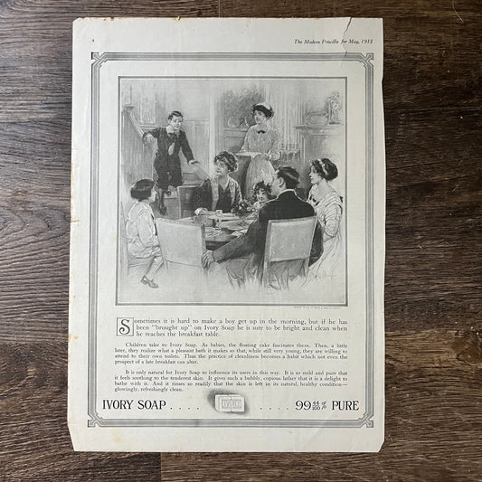 1913 Ivory Soap - Clean Children at the Breakfast Table Magazine Ad 10x13 V7