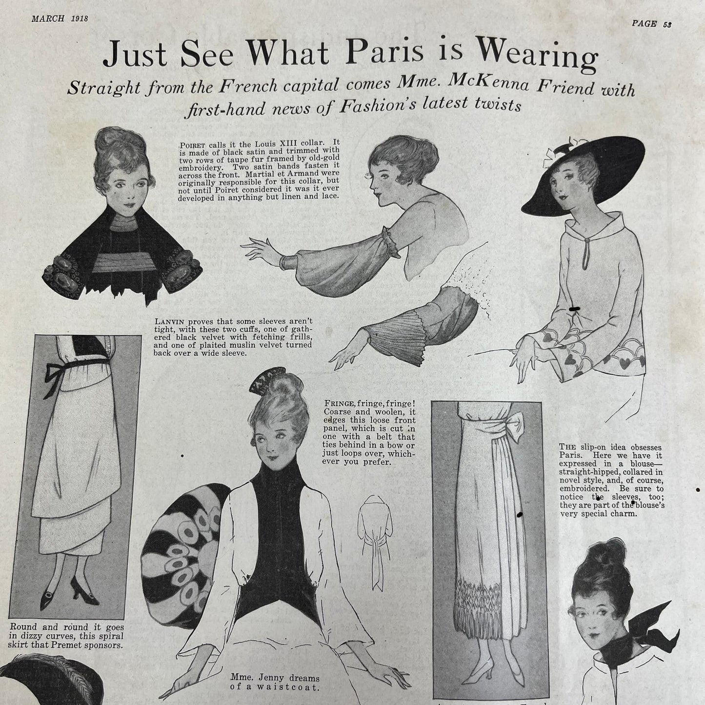 Styles Women are Wearing in Paris 1918 Magazine Ad FL6-10