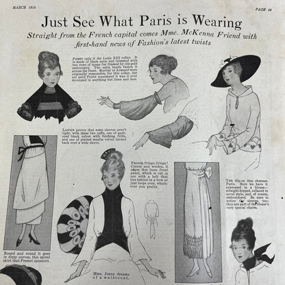 Styles Women are Wearing in Paris 1918 Magazine Ad FL6-10
