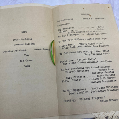 1938 Meadowbrook Junior High School Banquet Program Fort Worth TX TA9-E2