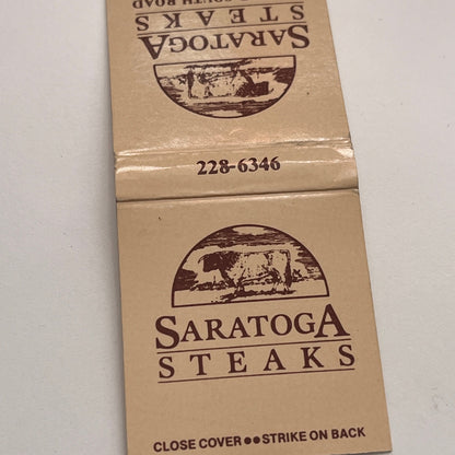 Saratoga Steaks Off Old South Road Vintage Matchbook Cover TB8-MB-6