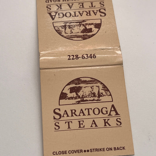 Saratoga Steaks Off Old South Road Vintage Matchbook Cover TB8-MB-6