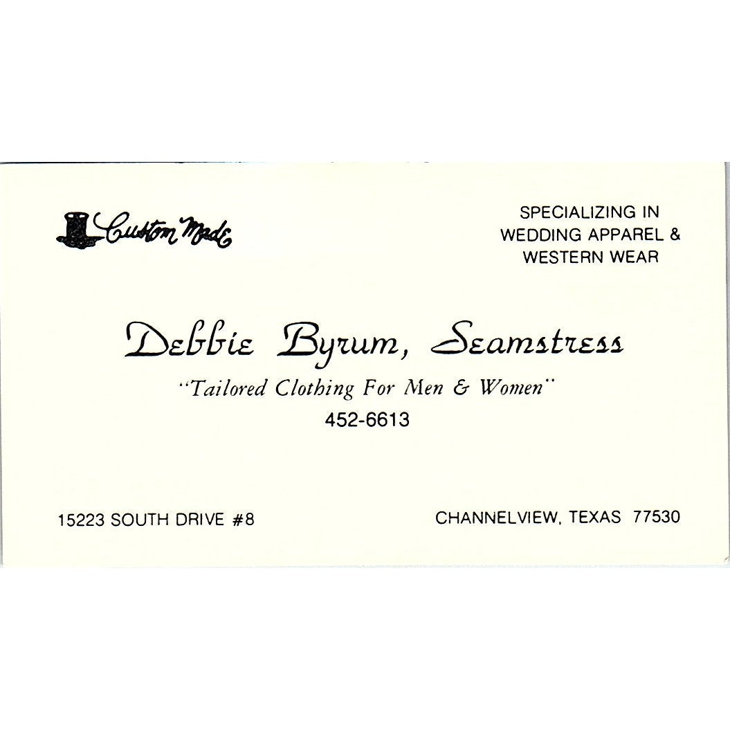 Custom Made Debbie Byrum, Seamstress Channelview TX Business Card SSB4-B12