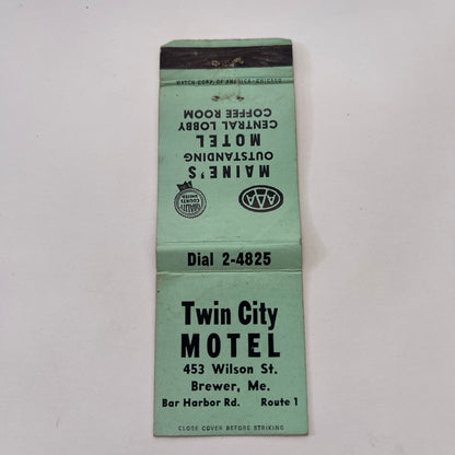 Twin City Motel Brewer ME Bar Harbor Road Vintage Matchbook Cover MM3-2