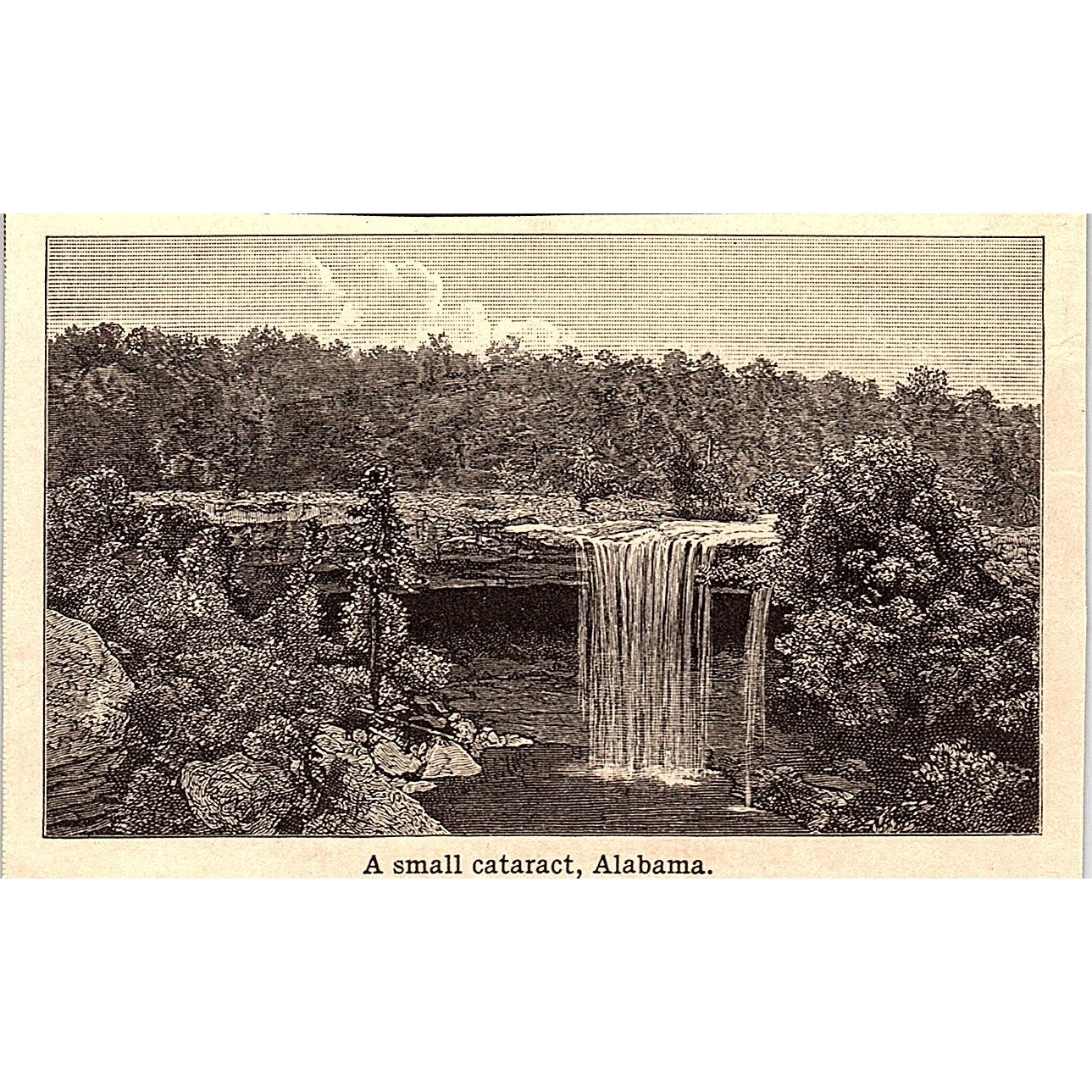 A Small Cataract in Alabama 3x4" 1901 Engraving AF6-M10