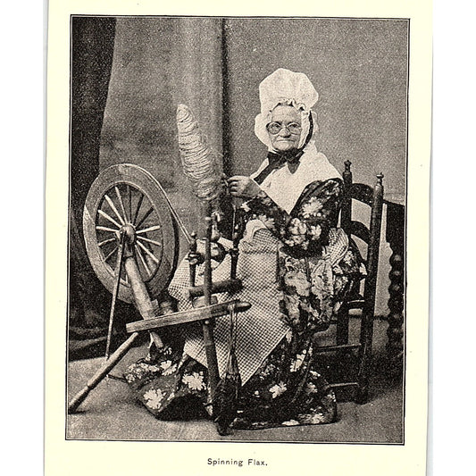 Photo of Old Colonial Woman Spinning Flax 1892 Art Print AG2-9