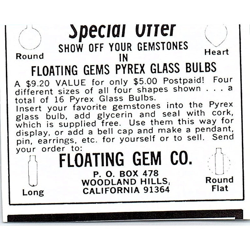 Floating Gem Co Woodland Hills California 1972 Ad AF8-M1