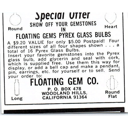 Floating Gem Co Woodland Hills California 1972 Ad AF8-M1