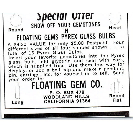 Floating Gem Co Woodland Hills California 1972 Ad AF8-M1