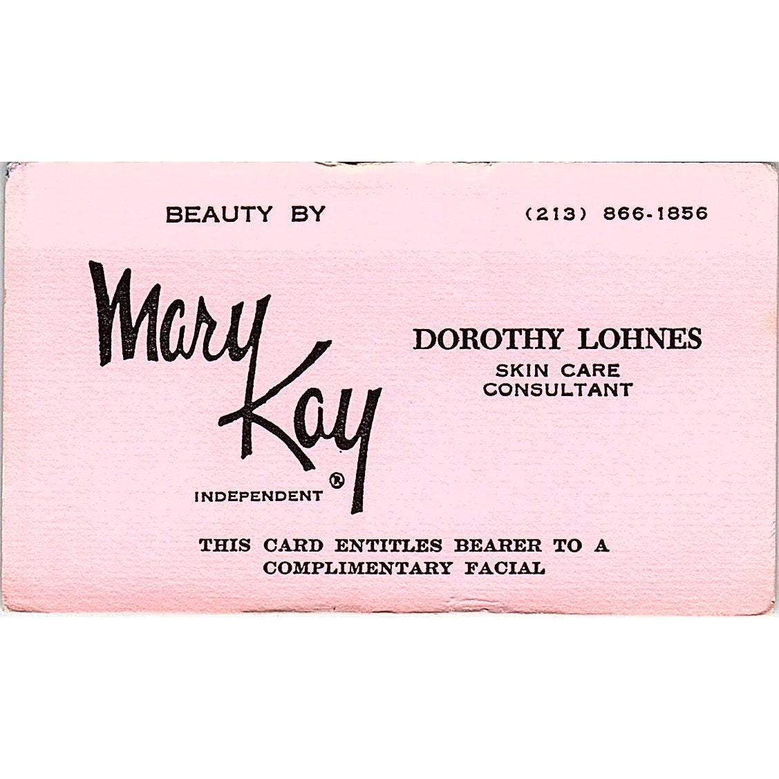 Dorothy Lohnes Mary Kay Consultant Los Angeles Vintage Business Card SE3-B14