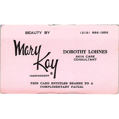 Dorothy Lohnes Mary Kay Consultant Los Angeles Vintage Business Card SE3-B14