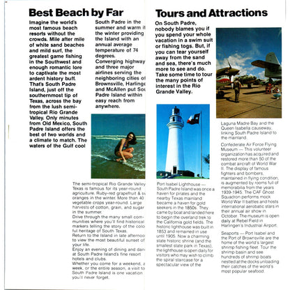 1980s South Padre Island on the Tip 'O Texas Mexico Border Brochure TF4-BC