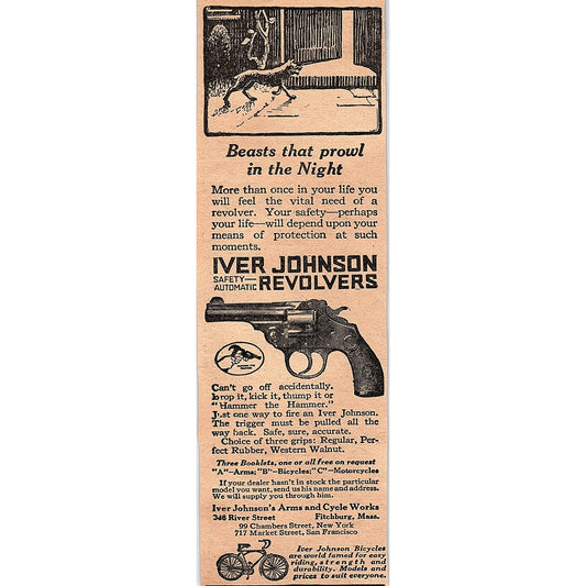 Revolvers and Bicycles Iver Johnson Arms and Cycle Works Fitchburg 1920 Ad AG2-6