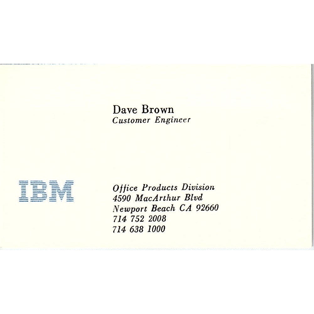 IBM Dave Brown Newport Beach CA Vintage Business Card SB4-B1
