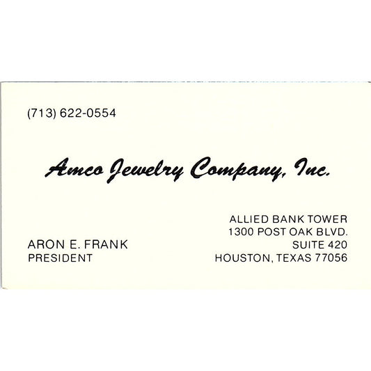 Ameo Jewelry Company ,Aron E. Frank, Houston TX, Vintage Business Card SF3-B9