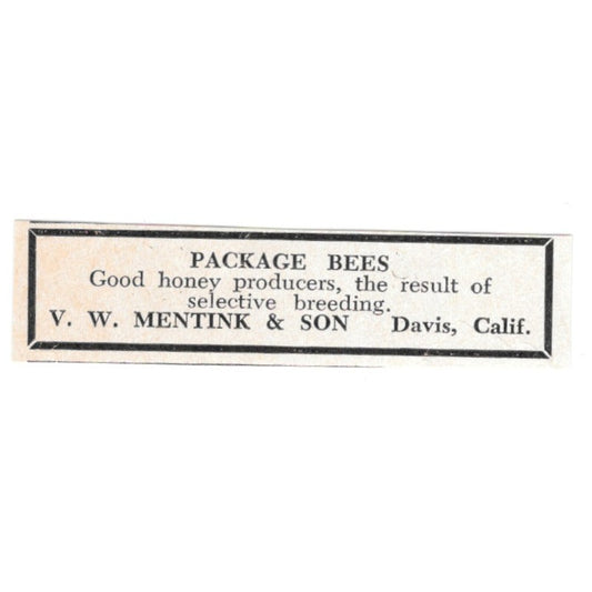 Package Bees V.W. Mentink & Son Davis CA 1961 Magazine Ad AK6-S13