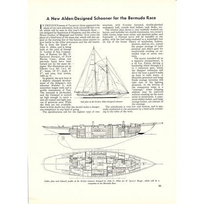 New Alden Designed Schooner for Bermuda Race Schematic 1932 Article V1-4