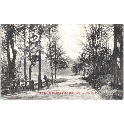 Scene in Roscoe Conkling Park Utica NY Antique Unused Postcard PC8
