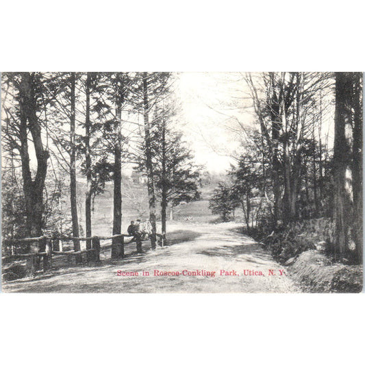 Scene in Roscoe Conkling Park Utica NY Antique Unused Postcard PC8