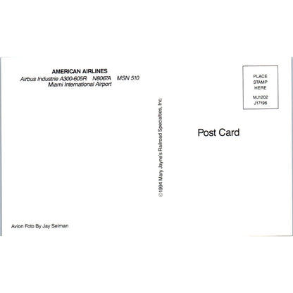 American Airlines Airbus Industrie A300-605R Vintage Postcard TG8-PC