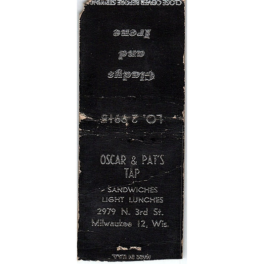Oscar & Pat's Tap Restaurants Milwaukee Vintage Matchbook Cover SE5-Y2